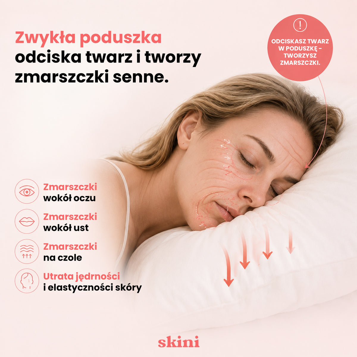 Skini - Poduszka Przeciwzmarszczkowa Satynowa