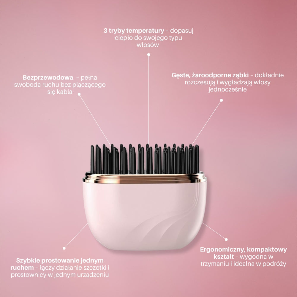 Skini - Bezprzewodowa Szczotka Prostująca do Włosów