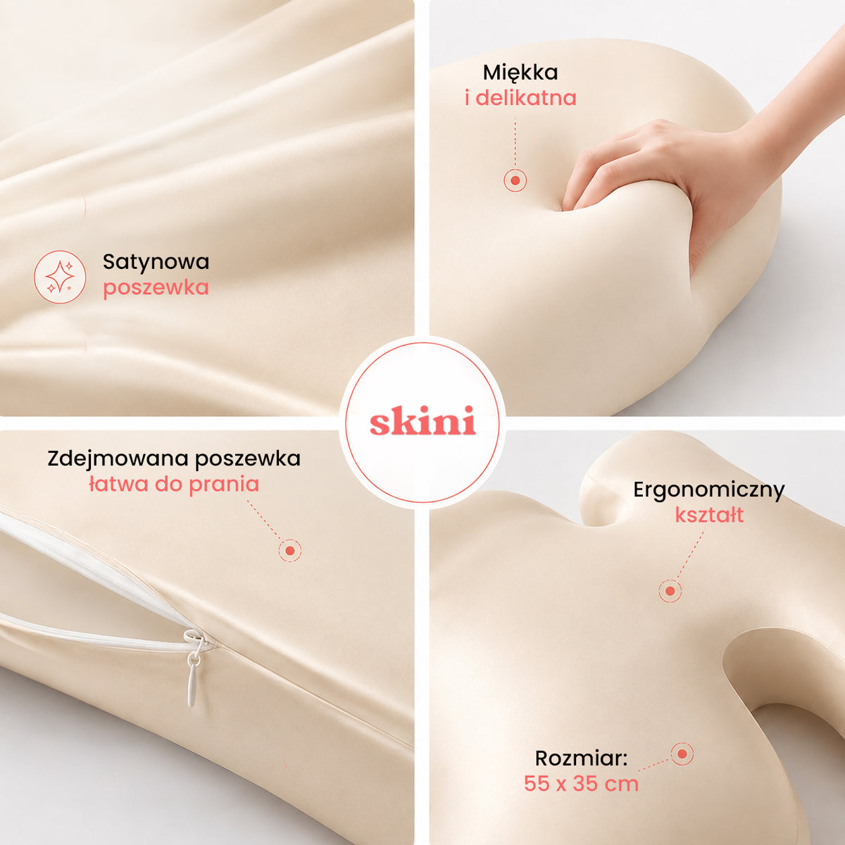 Skini - Poduszka Przeciwzmarszczkowa Satynowa